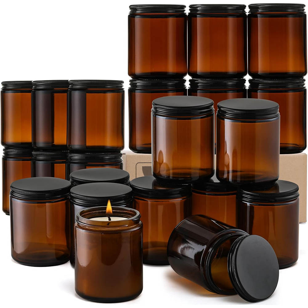 Candle Supplies Glass Jars - Słoiki z brązowego szkła o pojemności